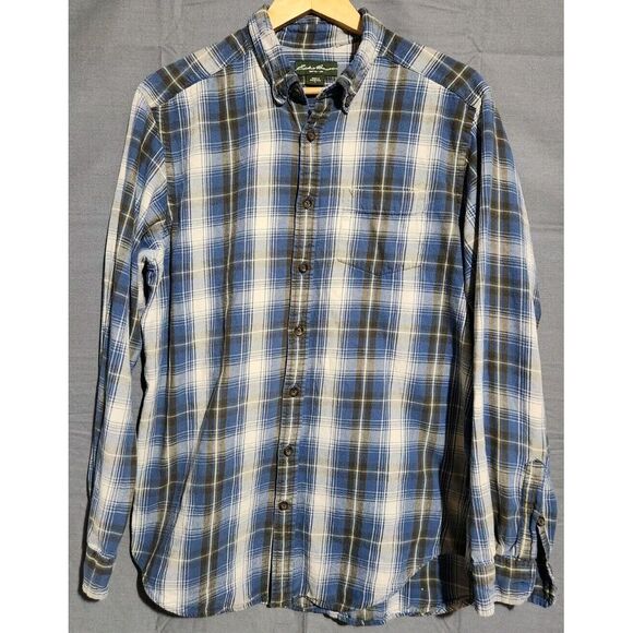 Eddie Bauer Shirt Men LT Flannel Midweight Plaid Chest Pocket Hiking Long Sleeve - Picture 2 of 4